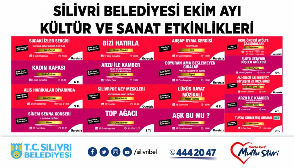 Silivri’de Ekim ayı Kültür Sanat Takvimi