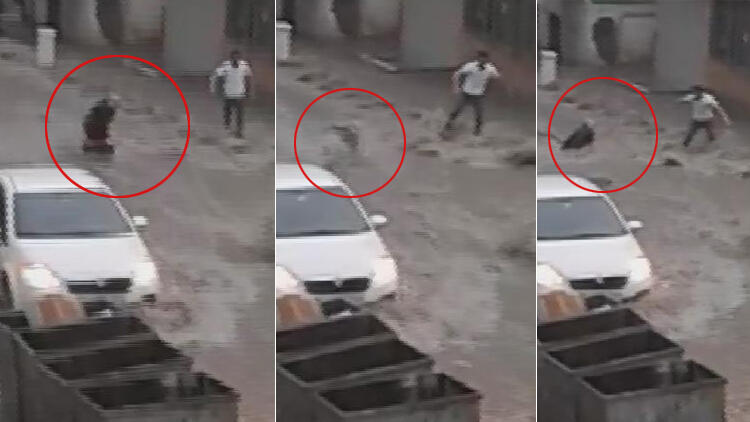 İstanbul’da korku dolu anlar! Sele kapılan kadını böyle kurtardılar