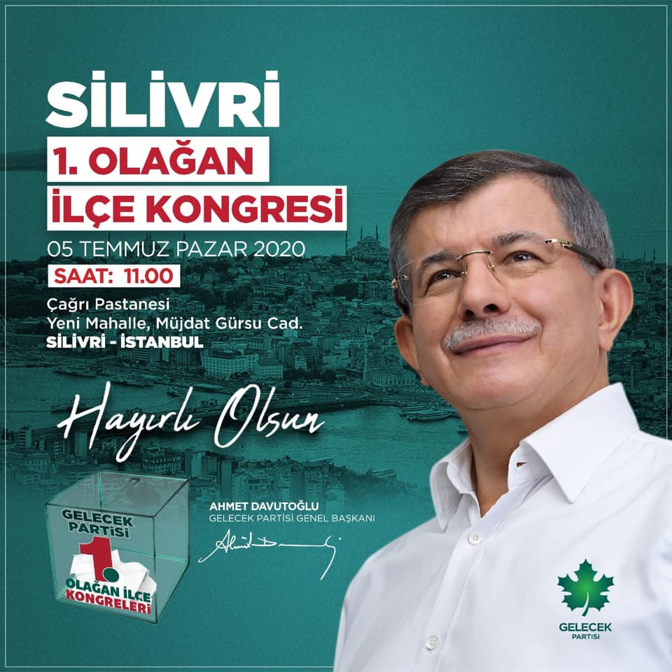 Pazar Günü Gelecek Partisi Silivri İlçe Kongresi var.