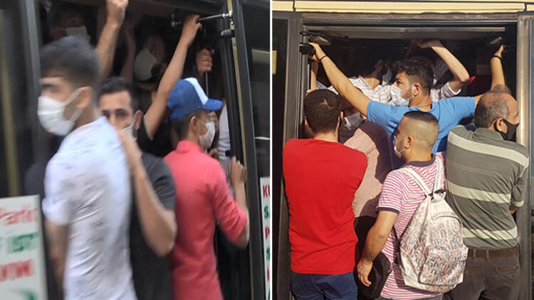 Minibüslerde maskeli izdiham! Şoke eden görüntüler…