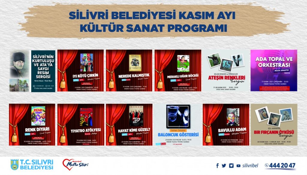 Silivri Belediyesi Kasım ayı kültür ve sanat faaliyetleri programı