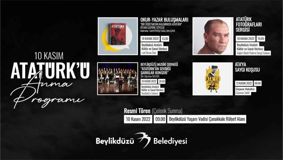 Ulu Önder Gazi Mustafa Kemal Atatürk, 10 Kasım’da Beylikdüzü’nde anılıyor.