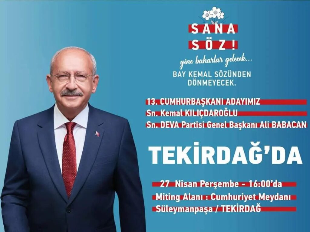 Kılıçdaroğlu Tekirdağ’a geliyor.