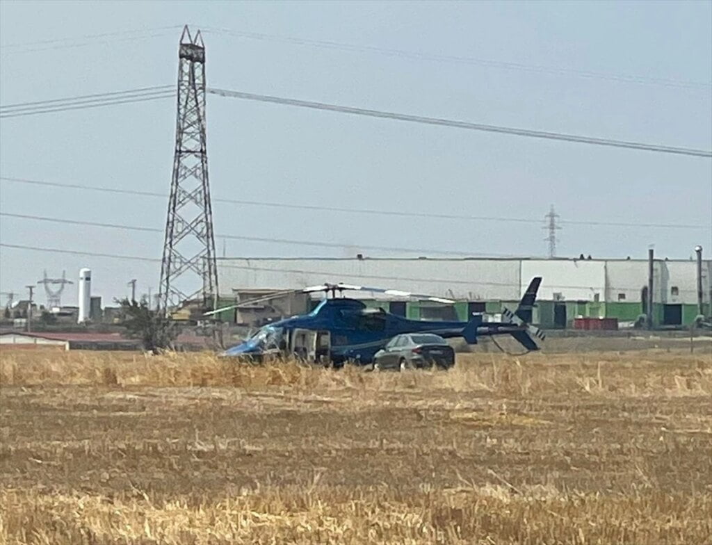 Çerkezköy’de Helikopter Tarlaya Zorunlu İniş Yaptı
