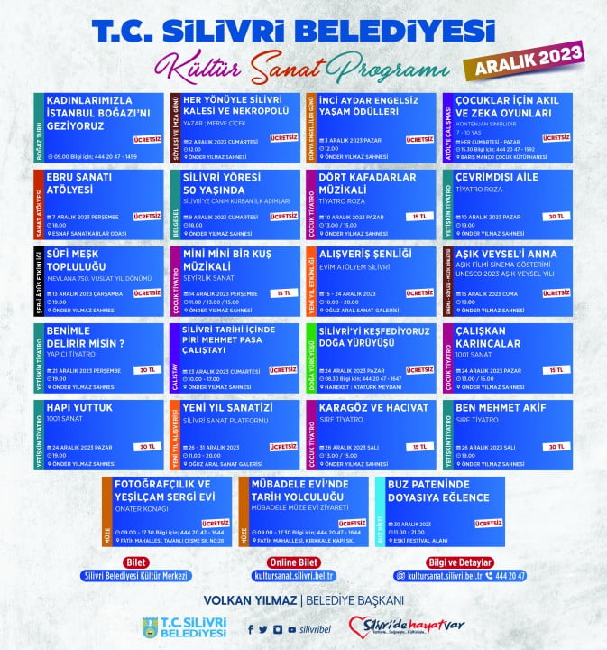 Silivri Belediyesi Aralık Ayı Kültür Sanat Programı