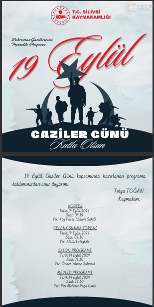 19 Eylül Gaziler Günü Programına davet