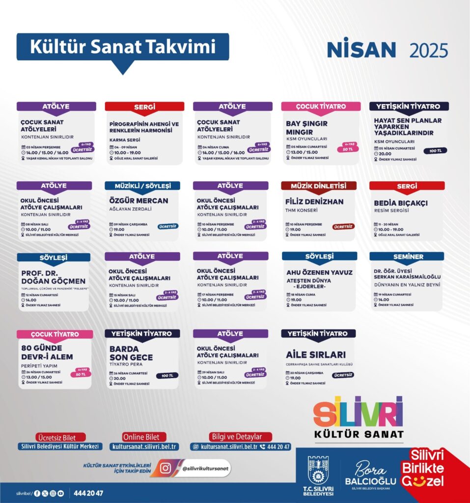 Silivri Belediyesi Nisan Ayı Kültür ve Sanat etkinlikleri