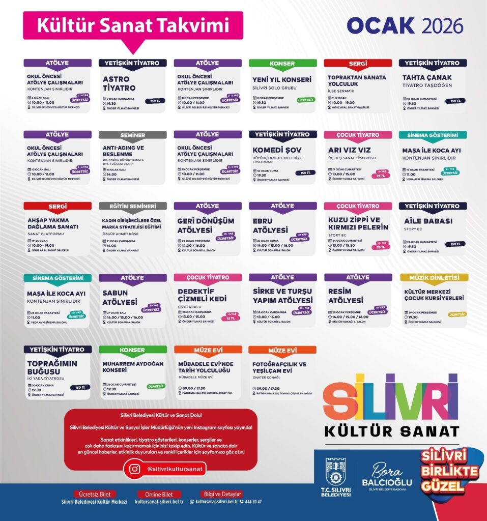 Silivri Belediyesi Ocak Ayı Etkinlik Takvimi Belli Oldu