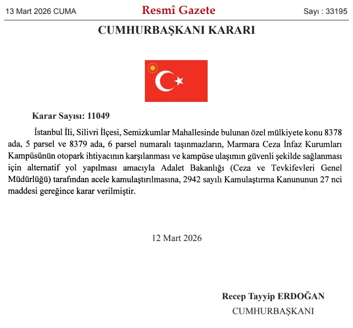 Silivri’de Cezaevi İçin Acele Kamulaştırma Kararı