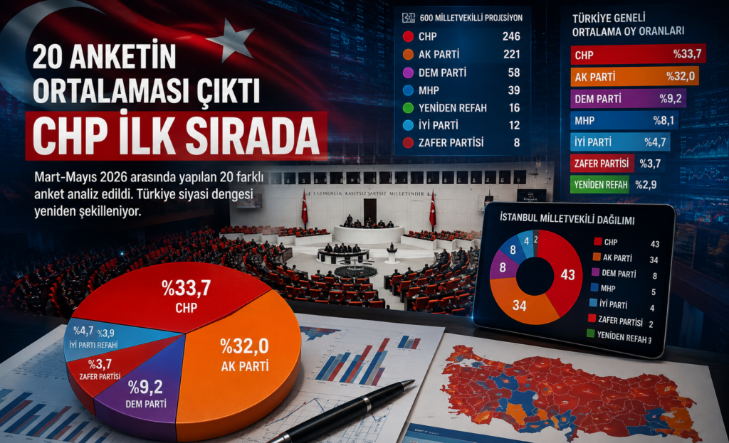 20 Anketin Ortalaması Çıktı: CHP İlk Sırada