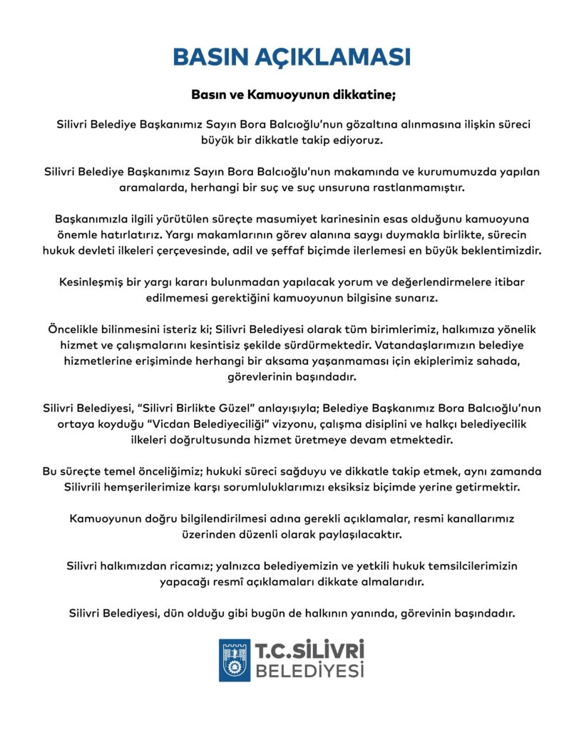 Bora Balcıoğlu Silivri Belediyesi Açıklaması Geldi 7 aciklama