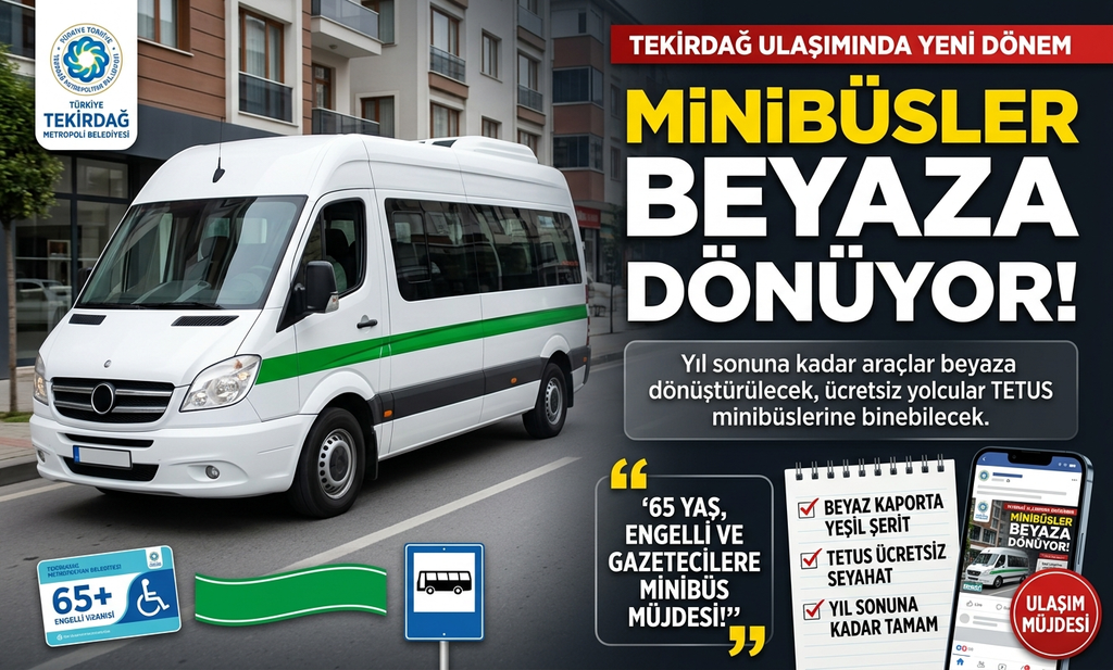 Tekirdağ Toplu Taşımasında Devrim Gibi Karar! Hem Rengi Değişiyor Hem de Ücretsiz Oluyor